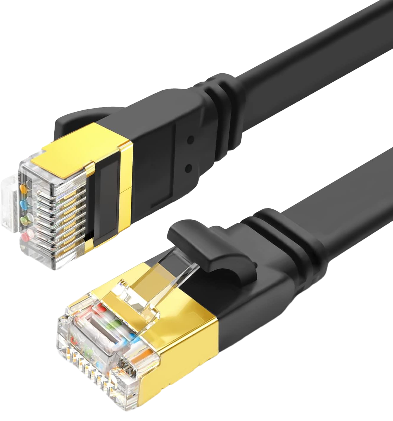 Yauhody Y-NC8-FB10PK Flat CAT8 Cable - Black-2Pack