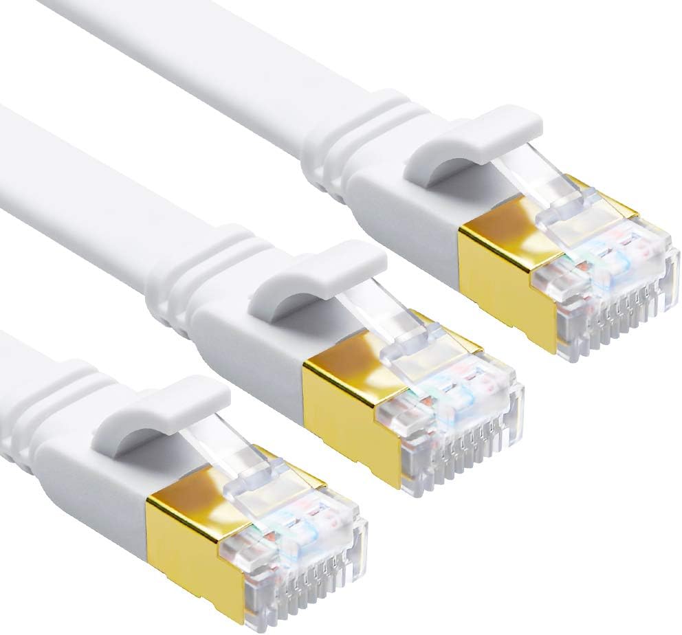 Yauhody Y-NC8-FW10PK Flat CAT8 Cable - White - 3Pack
