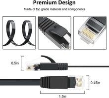 Load image into Gallery viewer, Yauhody Y-NC6-FB 6PK Flat CAT6 Cable - Black - 6Pack
