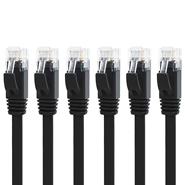 Yauhody Y-NC6-FB 6PK Flat CAT6 Cable - Black - 6Pack