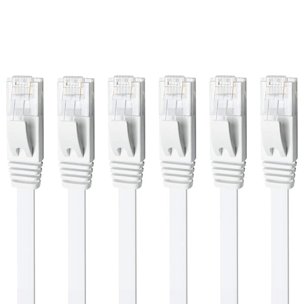Yauhody Y-NC6-FW 6PK Flat CAT6 Cable-White - 6Pack